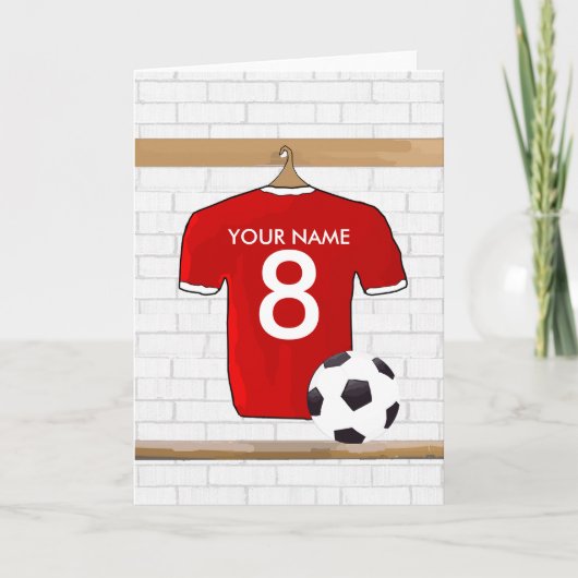 Personaliseerbaar Rood Wit Voetbalshirt Kaart (Voorkant)