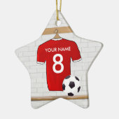 Personaliseerbaar Rood Wit Voetbalshirt Keramisch Ornament (Links)
