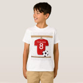 Personaliseerbaar Rood Wit Voetbalshirt T-shirt (Voorkant volledig)