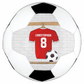 Personaliseerbaar Rood Wit Voetbalshirt Voetbal (Voorkant)