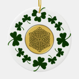 PERSONALISEERBAAR!  Shamrocks - Gold Irish Celtic Keramisch Ornament