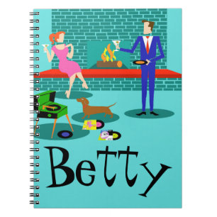 Personaliseerbare Retro Paar met het Notitieboekje Notitieboek