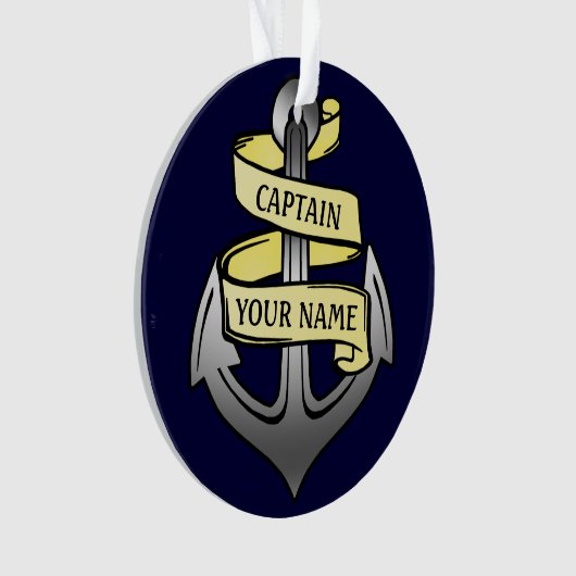 Personaliseerbare Schip het Anker van de Kapitein Ornament (voorkant)
