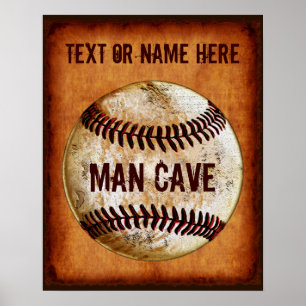 PERSONALISEERD  Baseball Man Cave Wall Decor Poster