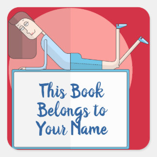 PERSONALISEERD EX-LIBRIS MEISJE BOEK, STUDENTENBOE VIERKANTE STICKER