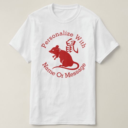 PERSONALISEERD Jaar van de ratentekter T-shirt (Design voorkant)