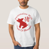 PERSONALISEERD jaar van de varkensstaart T-shirt (Voorkant)