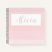 PERSONALISEERD PINK STRIPED DESIGN Notitieboek