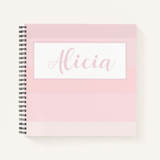 PERSONALISEERD PINK STRIPED DESIGN Notitieboek (Voorkant)