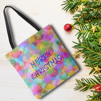 PERSONALISEERD SPARKLY COLORED MERRY CHRISTMAS DRAAGTAS