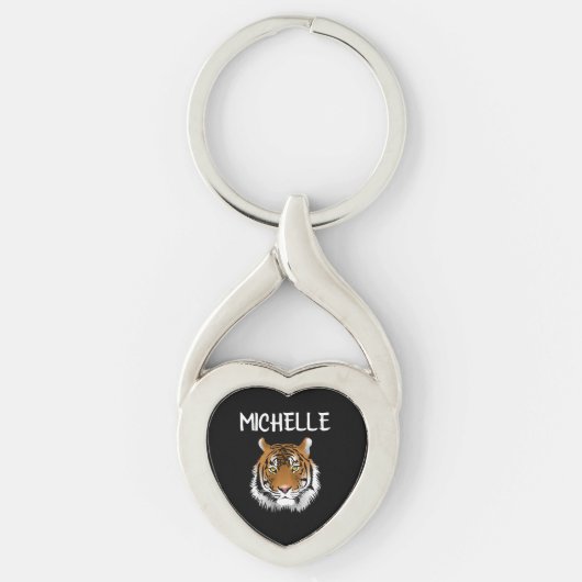 PERSONALISEERD TIGER Metal Sleutelhanger Ketting (Voorkant)