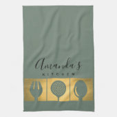 PERSONALISEERDE GOLD FAUX SPOON FORK SKIMMER CHEF THEEDOEK (Verticaal)