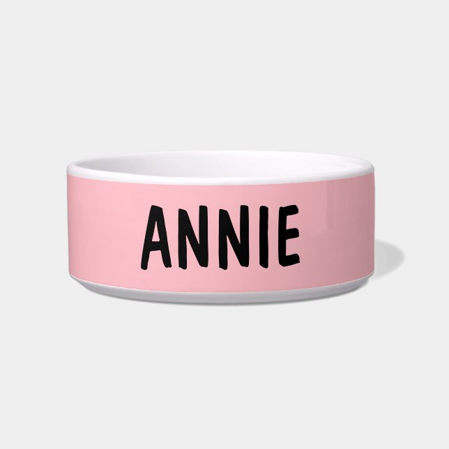 PERSONALISEERDE KAT OF DOG BOWL PINK VOERBAKJE (Voorkant)