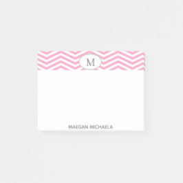 PERSONALISEERDE roze en witte Chevron Post-it note