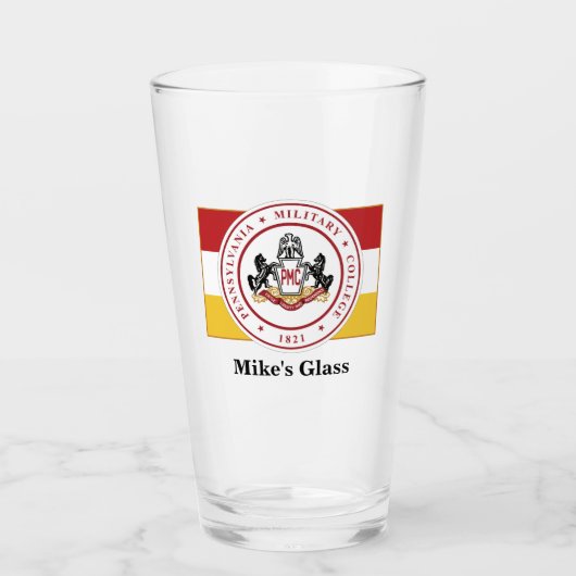 PERSONALISEERDE SCHADEGlas/Tumbler met PMC-VLAG Glas (Voorkant)