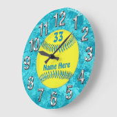 PERSONALISEERDE Turquoise Klok HAAR NAAM EN NUMMER (Hoek)