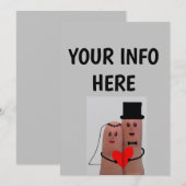 PERSONALISEERDE WEDDING INVITATIONS FUNNY FINGERS KAART (Voorkant / Achterkant)