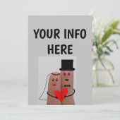 PERSONALISEERDE WEDDING INVITATIONS FUNNY FINGERS KAART (Staand voorkant)
