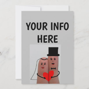 PERSONALISEERDE WEDDING INVITATIONS FUNNY FINGERS KAART