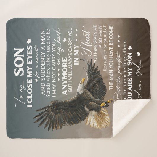 Personaliseren aan mijn zoon van liefde mam-cadeau sherpa deken (Voorkant (horizontaal))