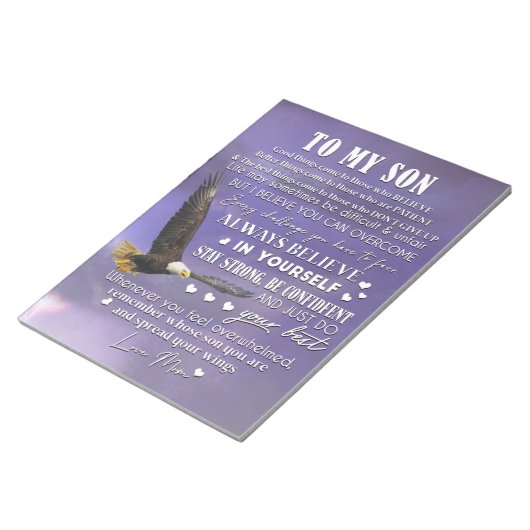 Personaliseren aan mijn zoon van Love Mam Gift Notitieblok (Schuin)