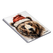 PERSONALISEREN: Beer met kerst pet | Notitieboek (Rechterzijde)