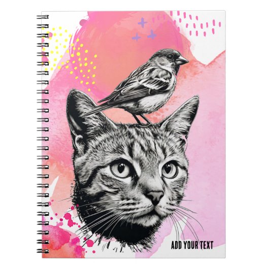 Personaliseren: een kat + een vogel | Notitieboek  (Voorkant)