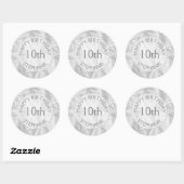 Personaliseren: "Happy Birthday" Zilver getexturee Ronde Sticker (Vel)
