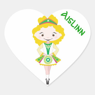 PERSONALISEREN HART Ierse danser dansen blond haar Sticker