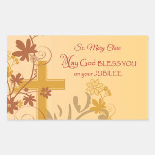 Personaliseren, Jubilee Jubileum Nun Cross, Swirls Rechthoekige Sticker