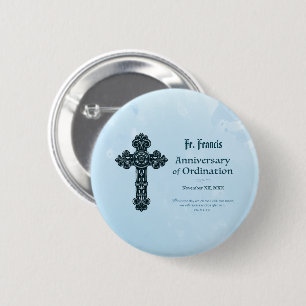 Personaliseren, Jubileum bestellen Priest, kruis Ronde Button 5,7 Cm
