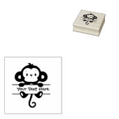 Personaliseren - Little Monkey met Banner Rubberstempel (Gestempeld)