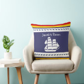 Personaliseren met naam walvis + zeilboot kussen (Stoel)