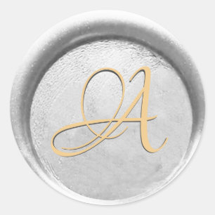 *~* PERSONALISEREN Monogram Zilver en Gouden Wax S Ronde Sticker