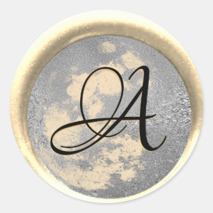 *~* PERSONALISEREN Monogram Zilver plus Gouden Wax Ronde Sticker