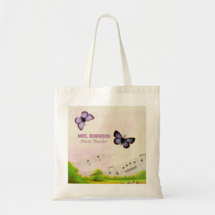 Personaliseren, Muziek Butterflies Bedankt leraar Tote Bag