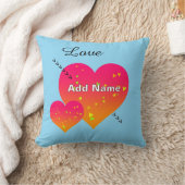 Personaliseren Naam toevoegen HARTEN Blauw Sierkus Kussen (Deken)