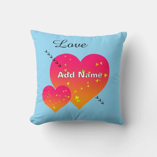 Personaliseren Naam toevoegen HARTEN Blauw Sierkus Kussen (Voorkant)