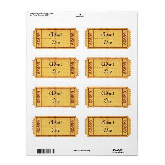 PERSONALISEREN - oude blanco toegangsbewijs Etiket (Full Sheet)