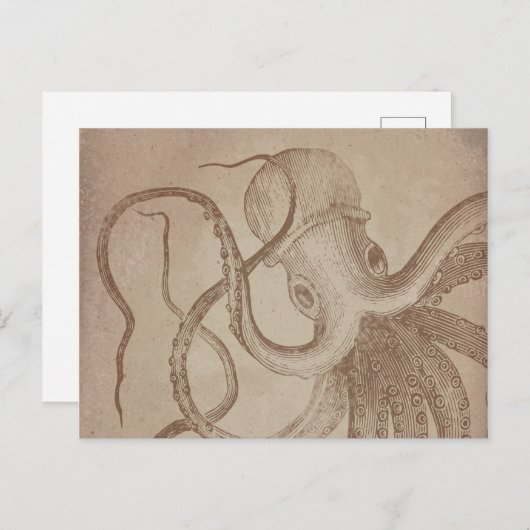 Personaliseren | oude octopus | document zee briefkaart (Voorkant / Achterkant)