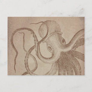 Personaliseren   oude octopus    document zee briefkaart