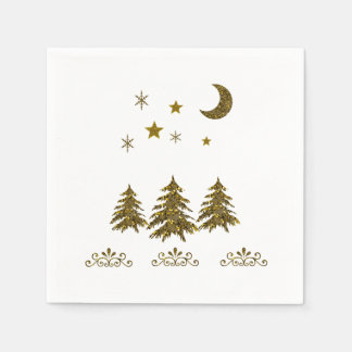 Personaliseren, Sparkly kerstboom, maan, sterren Servetten