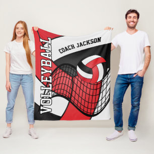 Personaliseren - Volleybal 🏐 ontwerp - Rood en Zw Fleece Deken