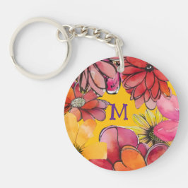 Personaliseren. Vrolijke jaren 70 vibe bloem krach Sleutelhanger