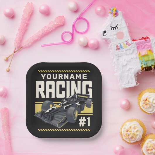Personaliseringsteam Fast Race-autorijstuurprogram Papieren Bordje (Feest)