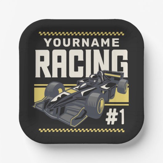 Personaliseringsteam Fast Race-autorijstuurprogram Papieren Bordje (Voorkant)