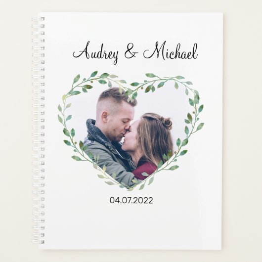 Personalisierbar Foto Herz Hochzeit Planner (Voorkant)