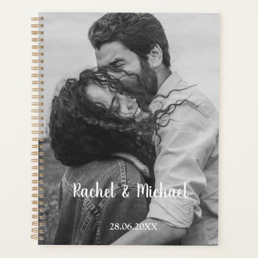 Personalisierbar Foto Schwarz Weiß Hochzeit Planner (Voorkant)
