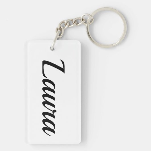 personalisierbar Vorname Laura schwarz weiß Sleutelhanger (achterkant)