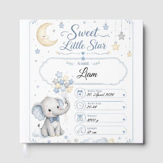 Personalisierbare Baby Geburtstafel mit Elefant  Gastenboek
